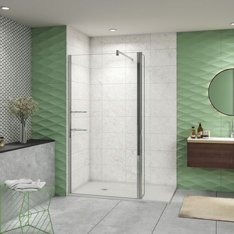 100x200cm Walk in Duschwand+30x200cm Flipper Panel + F Form(140cm) Stabilisator 8mm NANO Duschwand Dusche (1/5)