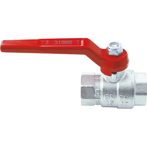 Robinet boisseau sphérique f f ½, nickelé avec poignée rouge