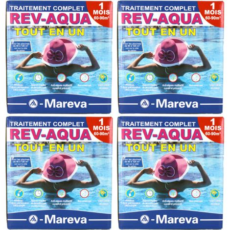 Set mit 4 Rev-Aqua MAREVA Sets Komplettbehandlung für 60 bis 90 m3 Pool - 4 Monate