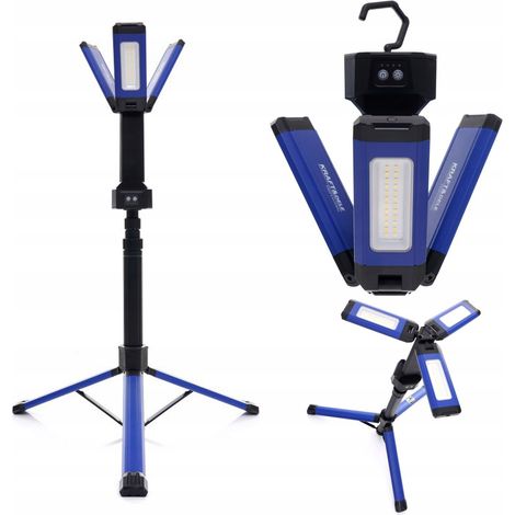 Lampe halogène de chantier sur pied, puissance variable 2000 lm, Kraft&Dele 4000 mAh, USB (1/5)
