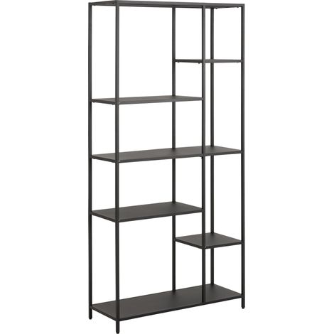 Etagère 6 niveaux 79,5x30x165 cm en métal noir - BAKOS (1/3)
