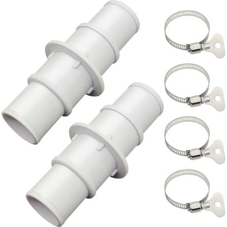 Adaptateur de tuyau de piscine, ensemble de connecteurs de tuyau de natation, conception filetée anti-fuite, lot de 2 avec 4 colliers de serrage, idéal pour le nettoyage des piscines et des systèmes d (1/4)