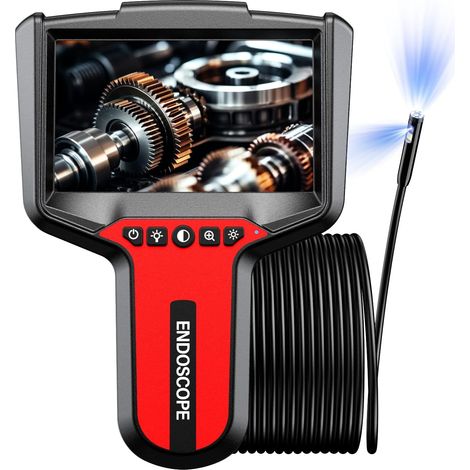 Caméra endoscope 5" 1080P double lentille – Câble flexible 5 m, étanche – Pour plomberie, auto, inspection (1/5)