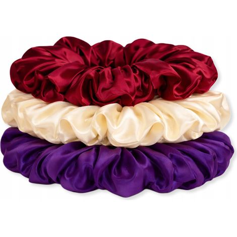Set mit 3 Haarbändern, Satin-Haarband, 13 cm, bordeauxrot, ecru, lila (1/5)