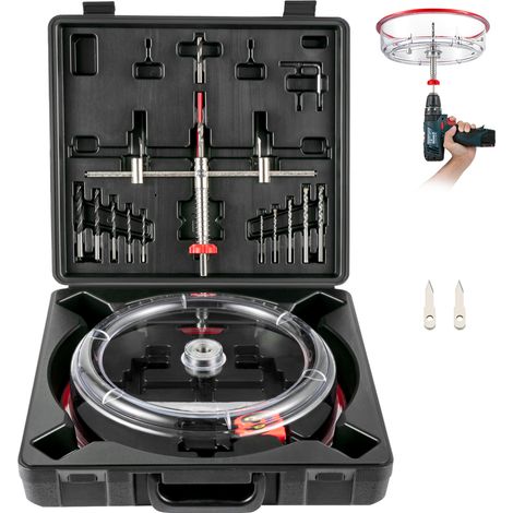 VEVOR Kit de Cortador de Sierra Perforadora Agujeros Redondos Diámetro Ajustable 40-200 mm Cortador de Sierra de Orificio Circular Acero Sierra de Perforación con Recoge Polvo para Techo Cemento Yeso