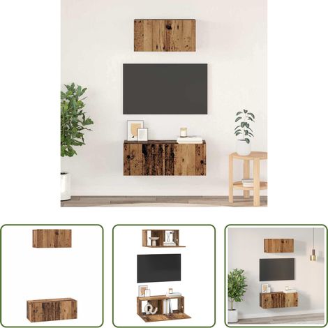 Wandmontage - TV-Schrankset Wandmontiert 2 pcs Altholz Holzwerkstoff (1/5)