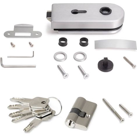 Emuca Serrure pour porte en verre anodisé mat 8-12mm (1/5)