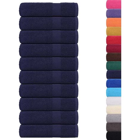 Serviettes de douche 10 pcs,Serviettes de bain bleu marine 70x140 cm 100% coton CFW256960 (1/5)