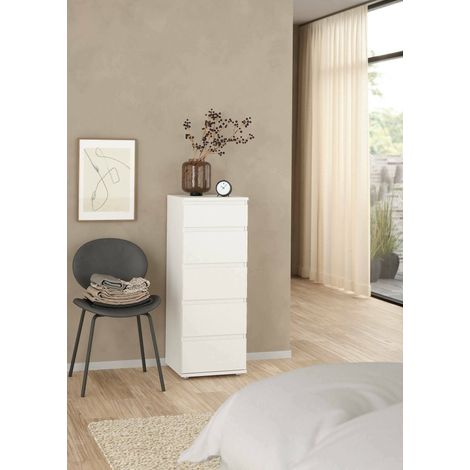 Dmora - Cajonera Cezanne, Cómoda multiusos, Cómoda de dormitorio, Gabinete con cajones, 40x40 h107 cm, Blanco (1/5)