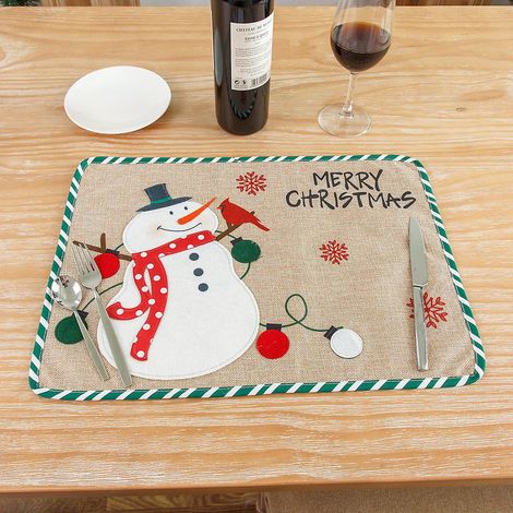 1 Pc Nol Dcoratif Dessin Anim Broderie Table Coussin Coussin De Table Coussin D'isolation Thermique Coussin De Table De Nol Articles Dcoratifs (st
