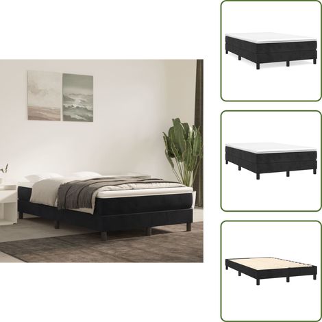 Boxspringbett mit Matratze Schwarz 120x200 cm Samt - Samtbett - Boxspringbett - Doppelbett - Schlafzimmermöbel - Luxusbett (1/5)