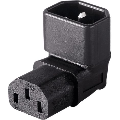 Adaptador IEC C14 a C13 macho a hembra acodado 180 grados Negro (1/3)