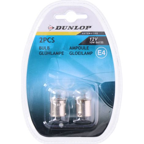 Lot de 2 ampoules 12V BA15S 10W E4 en blister, lumière blanche — Dunlop