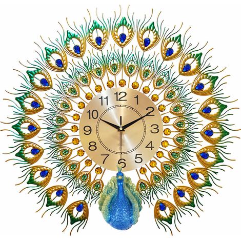 Kreative Pfau Wanduhr Metalluhr Wandmontierte Uhr Wall Clock Wohnkultur Geschenk Wanduhr Wandhängende Wanddekoration