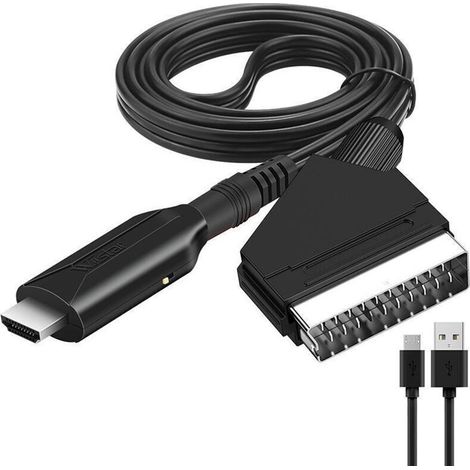 Scart vers Hdmi Convertisseur Péritel vers HDMI avec câble HDMI, pour Full HD TV 720P/1080P pour Les Lecteurs DVD, VHS, VCR