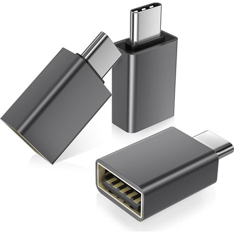 Adaptateur USB C vers USB 3Pack,USBC Mâle vers USBA 3.0 Femelle Convertisseur Type C Thunderbolt 5 4 3 OTG pour 17 17e 16 16e,iPad Air Mini,Surface,S25 S26 (1/5)