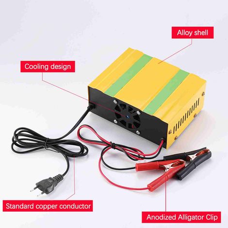 [JAMAIS UTILISÉ]Chargeur de batterie 12 V/24 V à impulsions intelligentes avec affichage numérique pour batteries de voiture et de moto (prise UE).