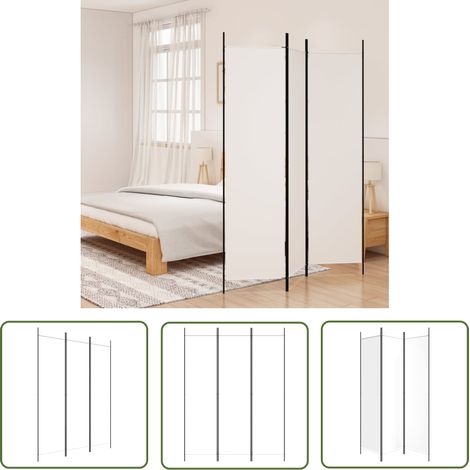 The Living Store 3-tlg. Paravent Weiß 150x200 cm Stoff - Paravent - Raumteiler - Trennwandsystem - Wohnraumgestaltung - Privacy Screen (1/5)