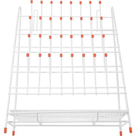 Égouttoir à Verrerie en Fer Blanc à 32 Emplacements pour Laboratoire Séchoir pour Tubes à Essai, Drainage Pratique, Pieds Antidérapants, Nettoyage Facile (1/5)
