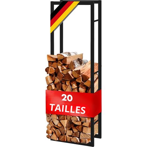 Étagère à bois de cheminée en métal noir – Rangement de bûches design et robuste, 125 x 25 x 100 cm