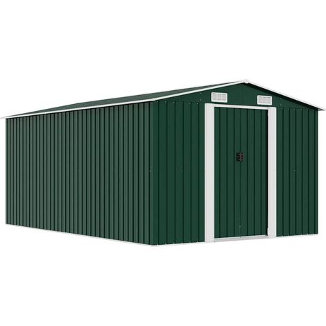 Abri de jardin-Remise Cabane pour outils 257x392x181 cm Métal Vert (1/5)