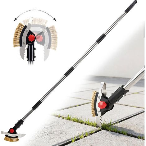 Outil de désherbage 3 en 1 à manche long réglable avec brosse (1/5)