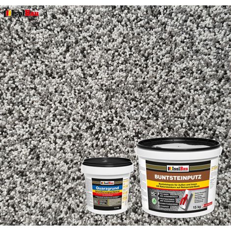 IsolBau Kit de plâtre mosaïque Mosaikputz BP20 15 kg + apprêt à quartz Quarzgrund 1,5 kg (1/2)