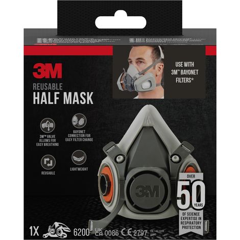 Demi-masque réutilisable 3M™ 6200, taille moyenne