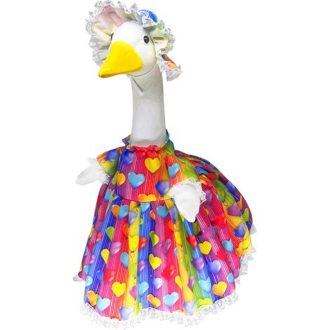 Costume de Poule pour Décor de Jardin - Robe et Chapeau en Tissu Éclatant aux Motifs Lovely Dots pour Patio, Terrasse ou Pelouse - Taille: Robe 59x32cm/Chapeau 17x17cm - Lot 1 Robe + 1 Chapeau (1/5)