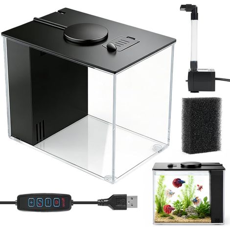 Mini aquarium Betta de 4,3 l, pompe à filtre, éclairage LED, (1/5)