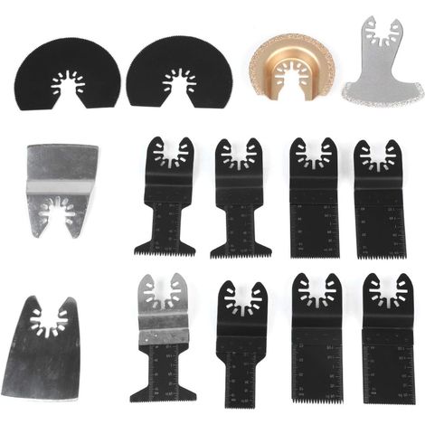 Accessories for oscillating tools: Set of 14 universal multi-functional blades, cutting blades for Einhell, DeWalt, Stanley, Makita, Dremel (1/5)