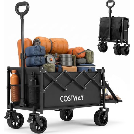 COSTWAY Carrello da Spiaggia, con Ruote Girevoli, 92 L, 150 kg (Nero) (1/5)