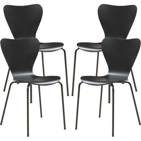 Set di 4 Sedie da Sala Essunga Impilabili - Nero [en.casa]