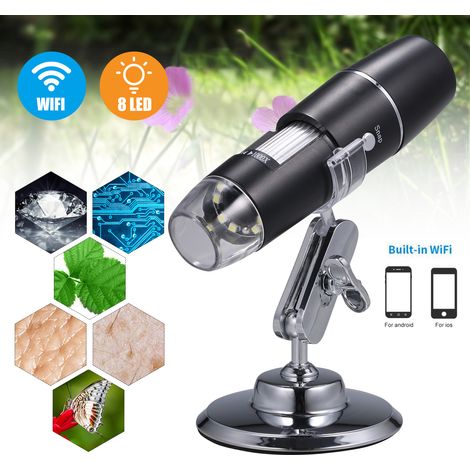 Microscope numérique portable à électrons, sans fil, Wi-Fi, grossissement 1000x, haute définition, loupe, cadeau éducatif pour enfants (Noël, Halloween).