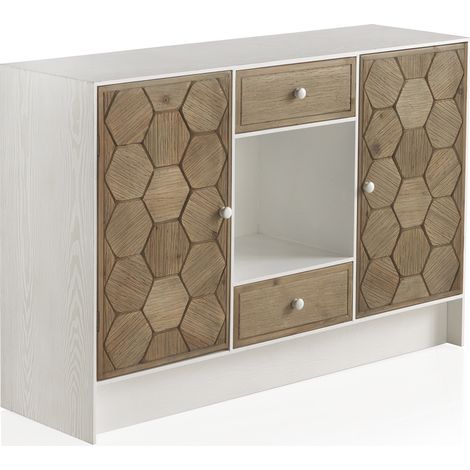 Sideboard aus weiß gekalktem Eschenholz mit 2 Türen und 3 Schubladen (1/5)