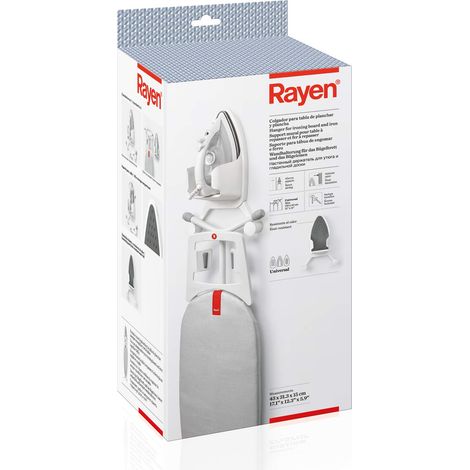 Rayen Colgador para Tabla de Planchar y Plancha con Aislante de Calor Universal Medidas: 43 X 31,3 X 15 Cm, Blanco