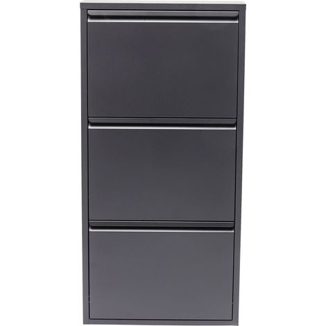 Kare Design scarpiera Caruso, 3 scomparti basculanti, antracite, 6 paia di scarpe, 103x50x14cm, sottile, guradaroba, corridoio (1/5)