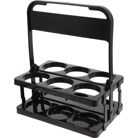Black PP Sports Water Bottle Holder for 6 Bottles, Portable Organizer for Football and Bar, Easy Storage and Transport (1/5)