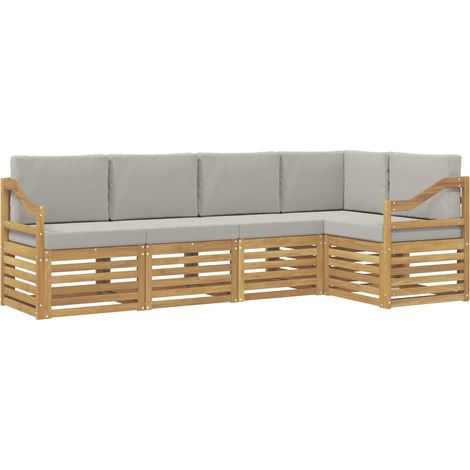 Outdoor Sofa Set 5 pcs White and Light Grey 245 x 126.5 x 73 cm vidaXL (1/5)