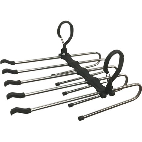 Cintre Pantalon - Porte-pantalon 5 Niveaux en Acier Inoxydable et ABS - Pour Jeans Trousers Écharpes Cravates - 1 Pièce (1/5)