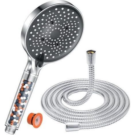 Pommeau de Duche avec tuyau 1,6M, YEAUPE PRO Pommeau de Douche Economie Deau, Pommeau de Douche Anti calcaire Grand (⌀130mm), Pommeau de Douche Haute Pression avec 6 types de jets, Chrome (1/5)
