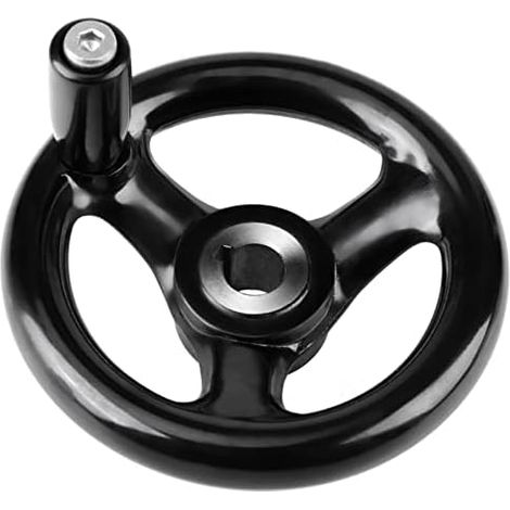 Volant Rond Noir à 3 Rayons, Volant avec Poignée Rotative pour Fraiseuse de Tour, Volant en Acier Rond de Diamètre pour Fraisage de Tour, 12 100mm (1/5)