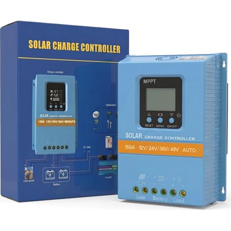 Régulateur de charge solaire 150A 12V 24V 36V 48V Affichage LCD de reconnaissance intelligente Régulateur intelligent de batterie Max. 100V Entrée double USB pour batteries à plomb/lithium (1/5)