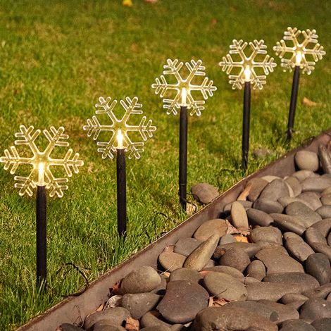 Arbre de Noël LED solaire, décorations lumineuses flocon et étoile pour jardin et pelouse (1 lampe décorative en boîte) lot de flocons (1/5)