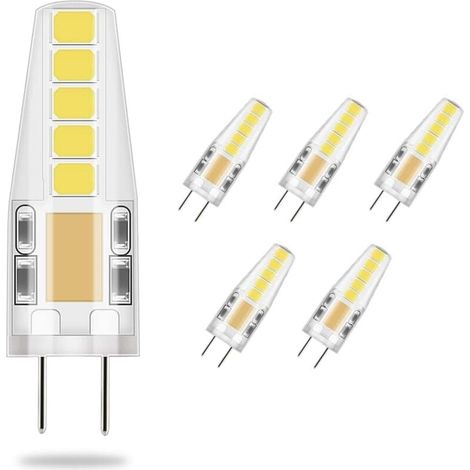 YMYNY 5 x G4-LED-Glühbirne, 3 W, kaltweiß, 3 W LED, entspricht 23 W Halogenglühbirne, 36 mm x 9 mm, näher an traditioneller Größe, 6000 K, AC/DC 12 V (1/4)
