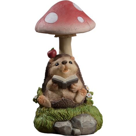 Ornements de jardin de la série Teresa, décorations d'extérieur, formes mignonnes de hérisson et de champignon, avec lumière solaire, convient à une utilisation intérieure et extérieure, 17,5 cm. (1/5)