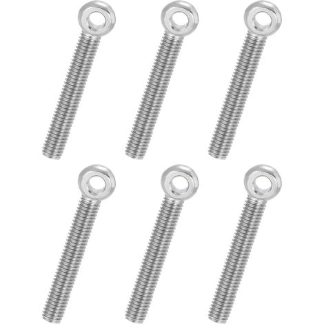 6 Pcs Boulon à Œil M8x65mm Boulon à Œillet de Levage pour Balancement d'Épaule, Vis Poisson en Acier Inoxydable 304, Filetage Métrique à Demi-Denture Trou Coulissant, Argentée (1/5)