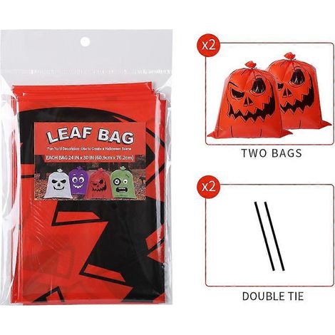 Sac à feuilles d'Halloween 2430 pouces à ouverture plate - Sac décoratif amusant pour activités/fêtes - Sac poubelle à feuilles mortes (1/4)