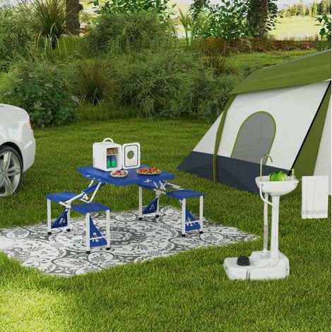 Lavabo portable mobile blanc 51 x 33,5 x 103 cm avec roulettes, pompe à pied HAVRYA (1/5)