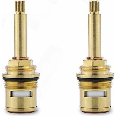 2 pièces cartouche de robinet, laiton et céramique, 85 mm, filetage BSP 3/4, 20 dents, 7,6 mm diamètre cannelé, pour eau chaude/froide (1/4)